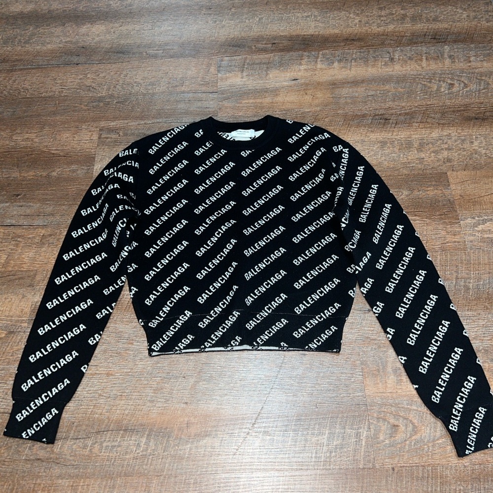 Balenciaga Mini Logo All Over Knit Sweater